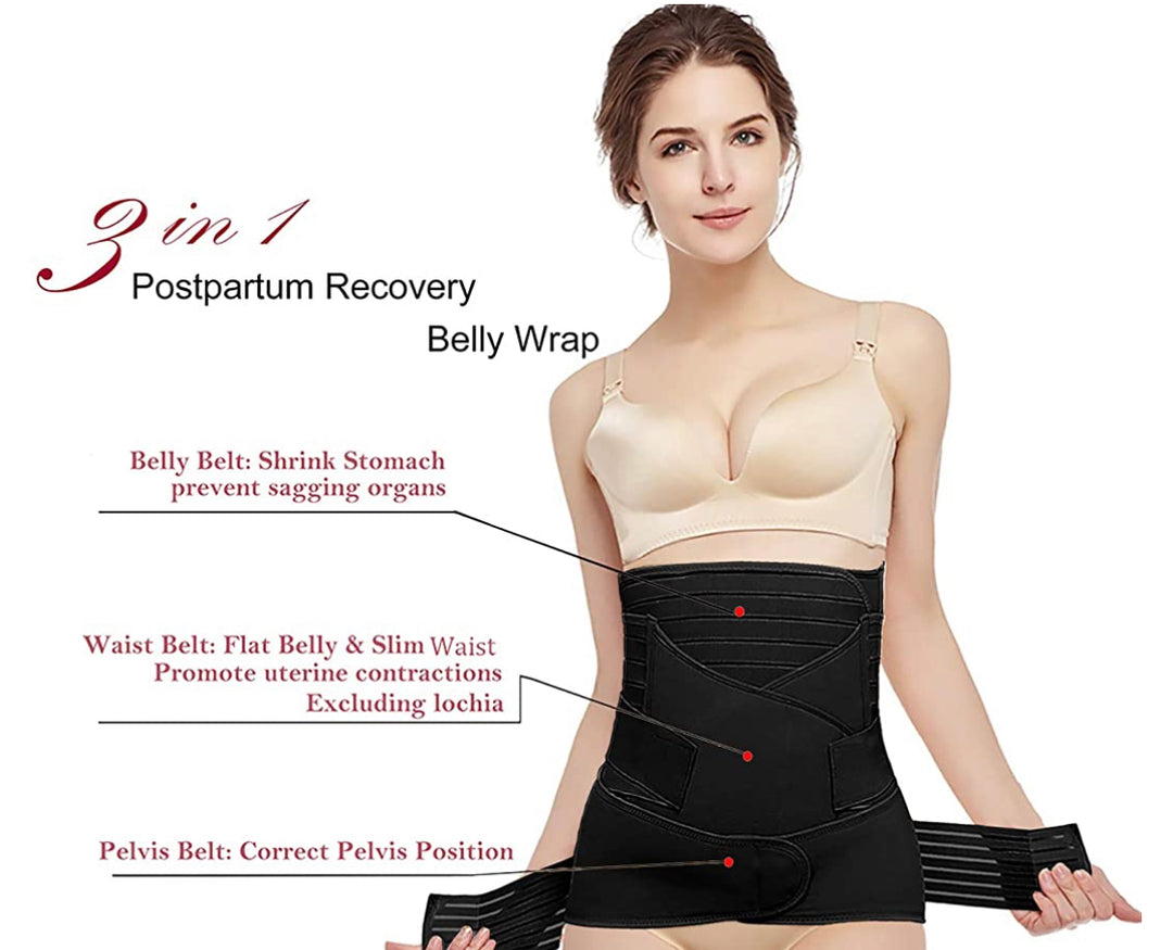 TiRain 3 in 1 Postpartum Belly Support Recovery Belly/Waist/Pelvis Belt C  Section Postpartum Belly Wrap Band Corset waist trainer